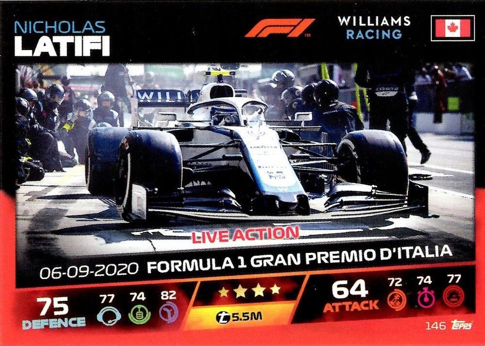 Turbo Attax 2021 146 Nicholas Latifi Topps