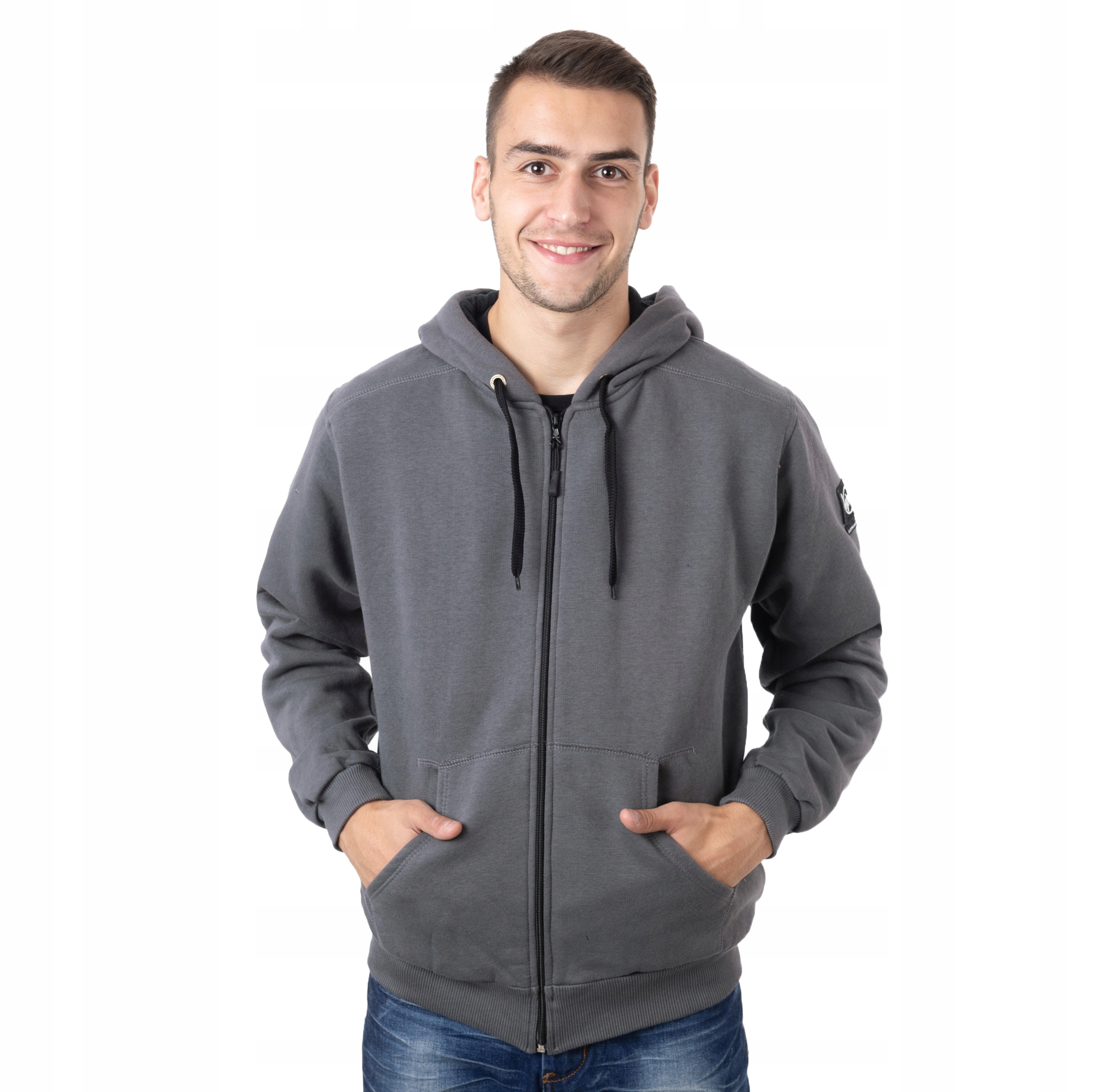 

Bluza Męska Rozsuwana z Kapturem Angeles r M szara