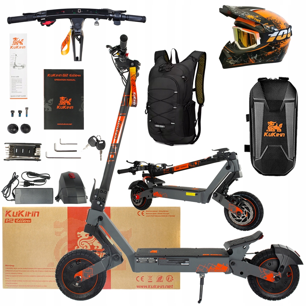 KuKirin G2 Ultra Składany 2000W 48V 18Ah 50km/h 55KM Terenowy PL+3Prezent