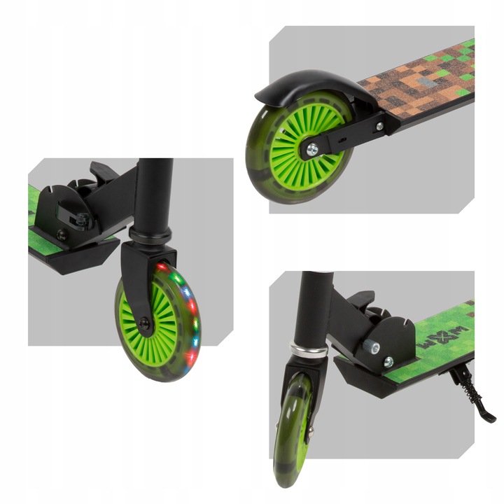 HULAJNOGA MINECRAFT DZIECIĘCA ŚWIECĄCE KOŁA LED dla chłopca dzieci KIDWELL Hamulec tak