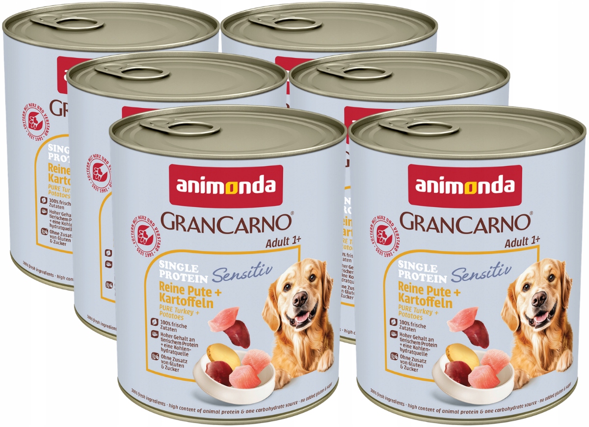 Animonda GranCarno Sensitiv konzerva Set 6x800 g – Krůta Brambory