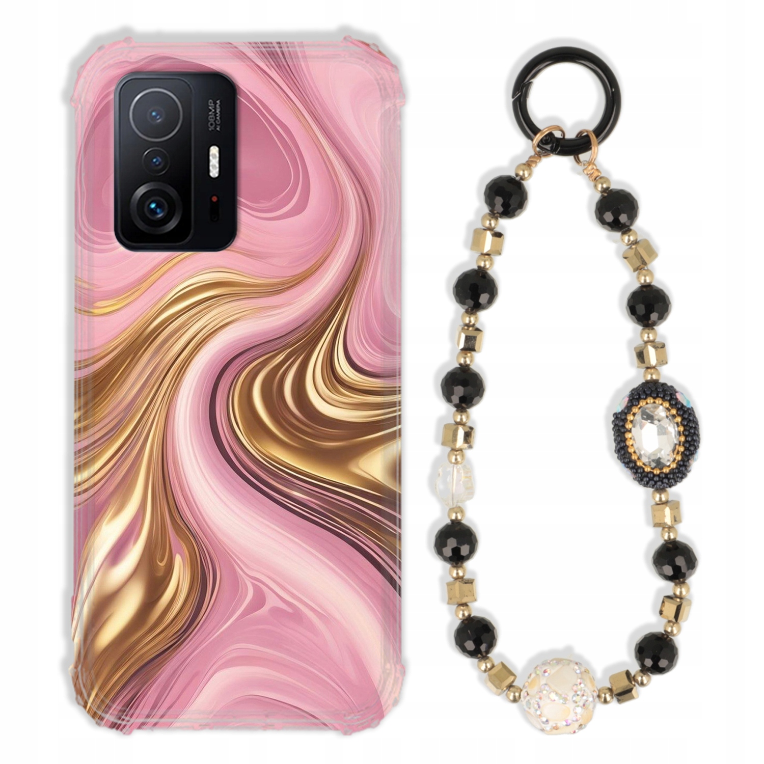 Puzdro Pre Xiaomi Redmi 11T Pro 5G Antishock Zirkóny Čierno Zlaté|pevné|