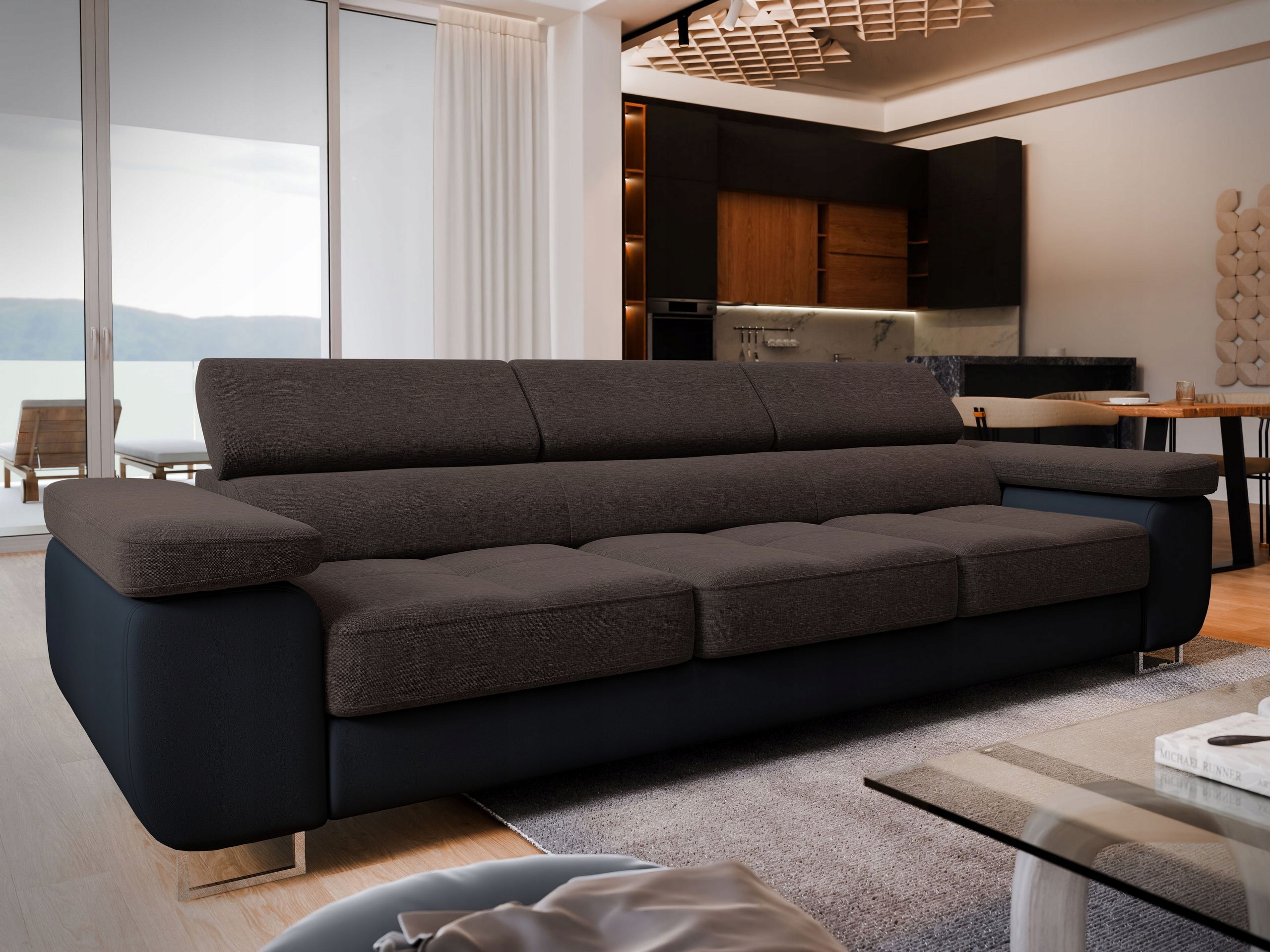 Pohovka Mosine pohodlná Funkce Spaní Automat ekokůže Nastavitelné Opěradlo