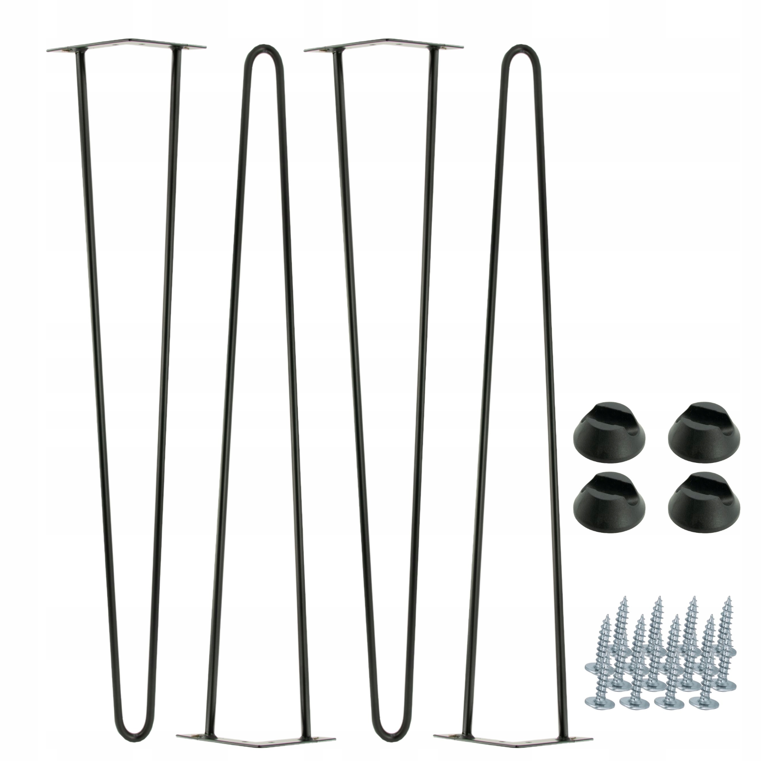 Sada 4 nožiček Hairpin legs černé, výška 71 cm, 2 tyče s patkami