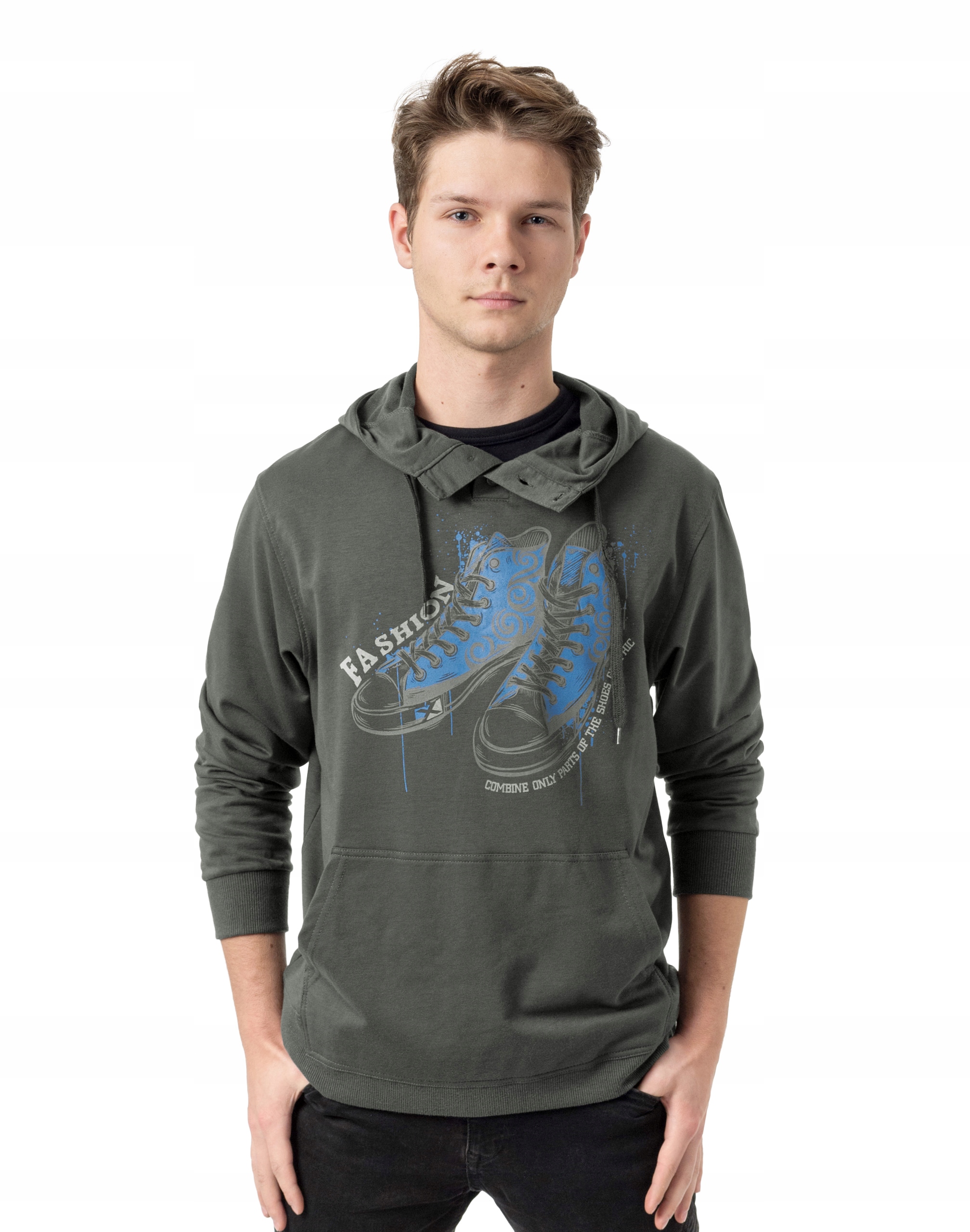 

Bluza Męska Bawełniana z Kapturem 28041 M stalowa