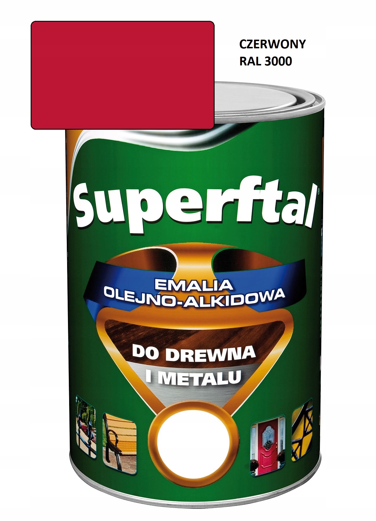 Farba olejna drewno metal 2,5L Czerwony Ral 3000