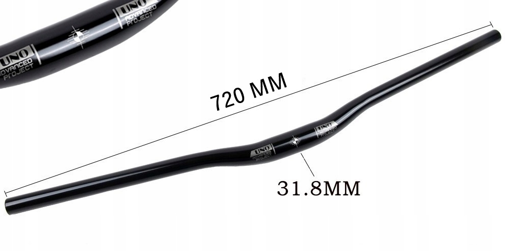 KIEROWNICA KALLOY UNO 720mm ALU PROFIL 25' (WK 31.8mm) CZARNY POŁYSK