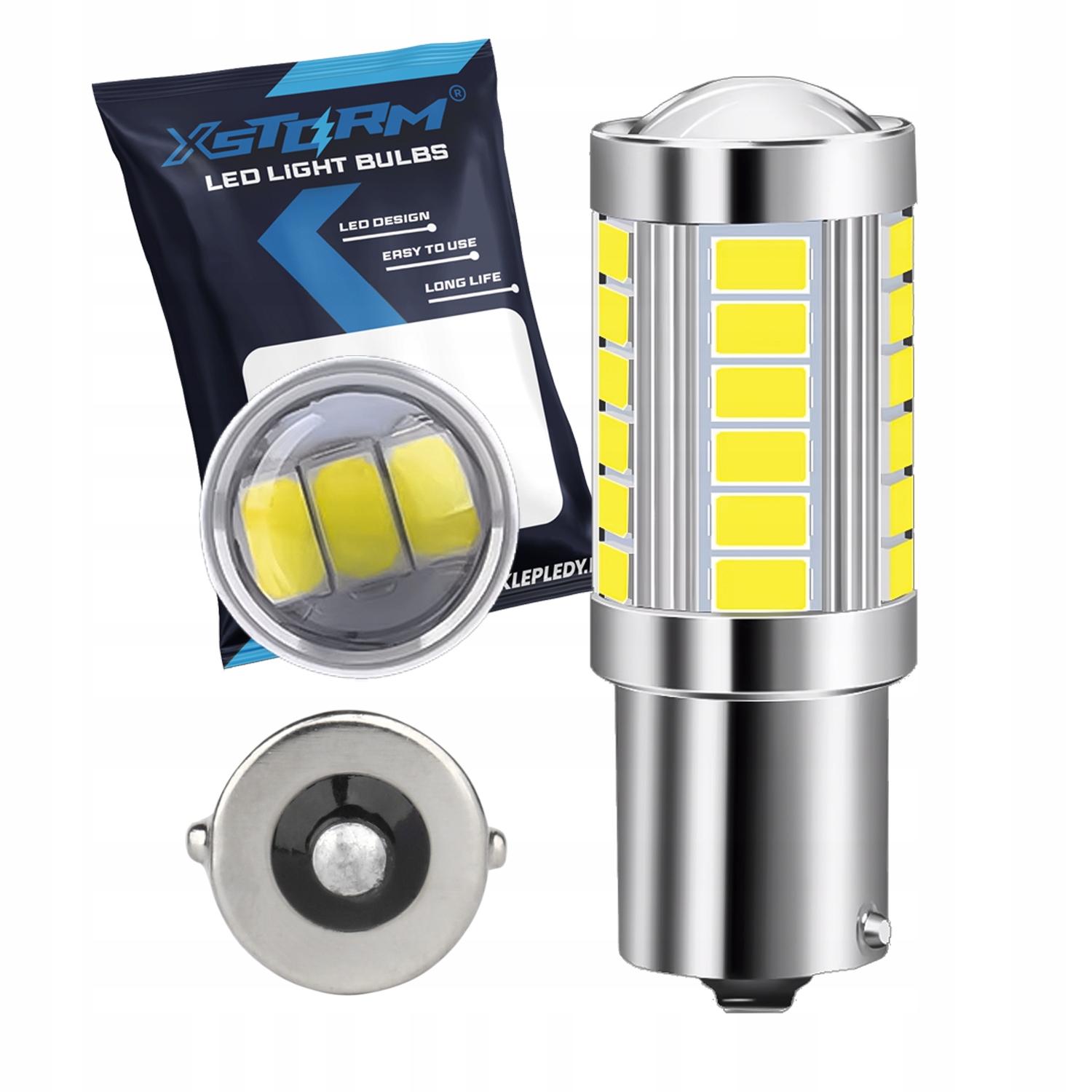 Żarówka P21W Led Xstorm 12V 24V Wstecznego Cofania Zimna Biel 6000k Tir