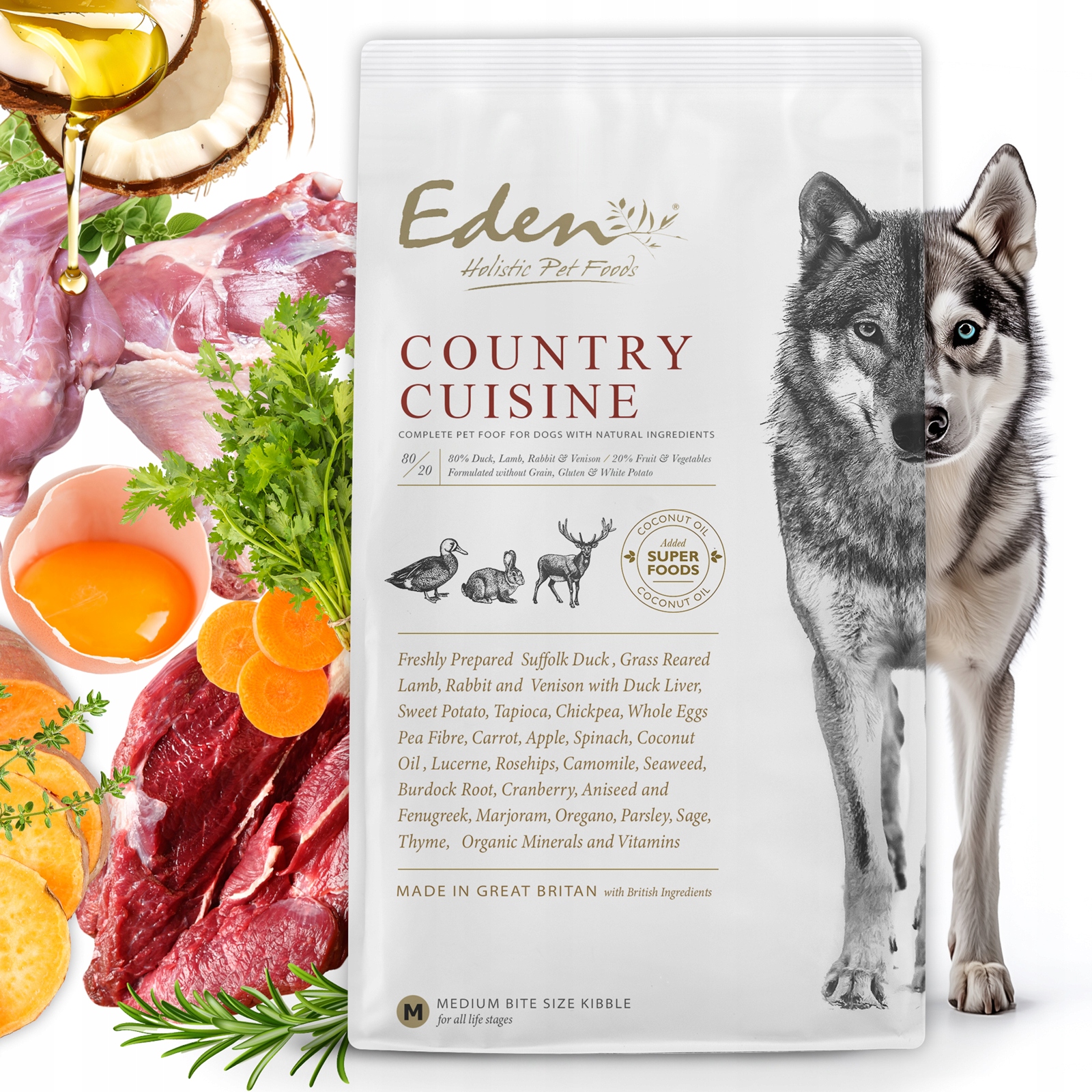 Hipoalergiczna Bezzbożowa Sucha Karma dla Psa Eden Country Cuisine (M) 12kg