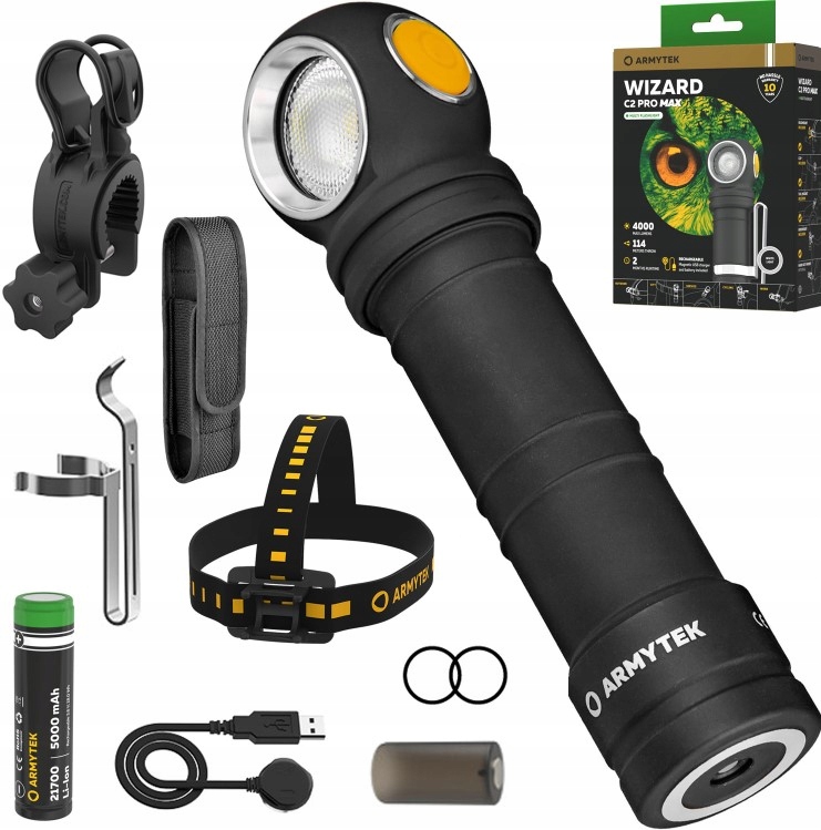 Armytek Latarka Czołowa Wizard C2 Pro Max 4000 lm Grtais Uchwyt ABM-01
