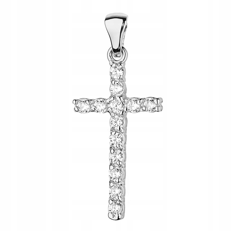 Złoty Krzyż Krzyżyk pr. 585 14k Prosty z Brylantami 0,39ct Pudełko