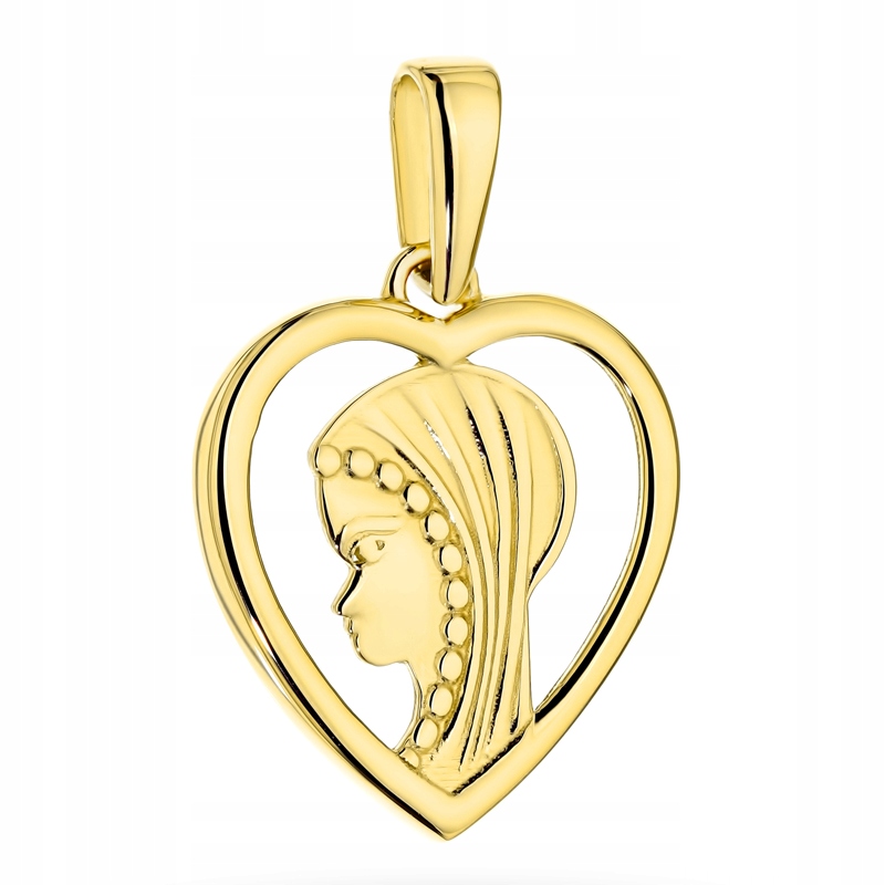 Dámský přívěsek Zlatý Medailonek 585 Matka Boží v srdci 14k