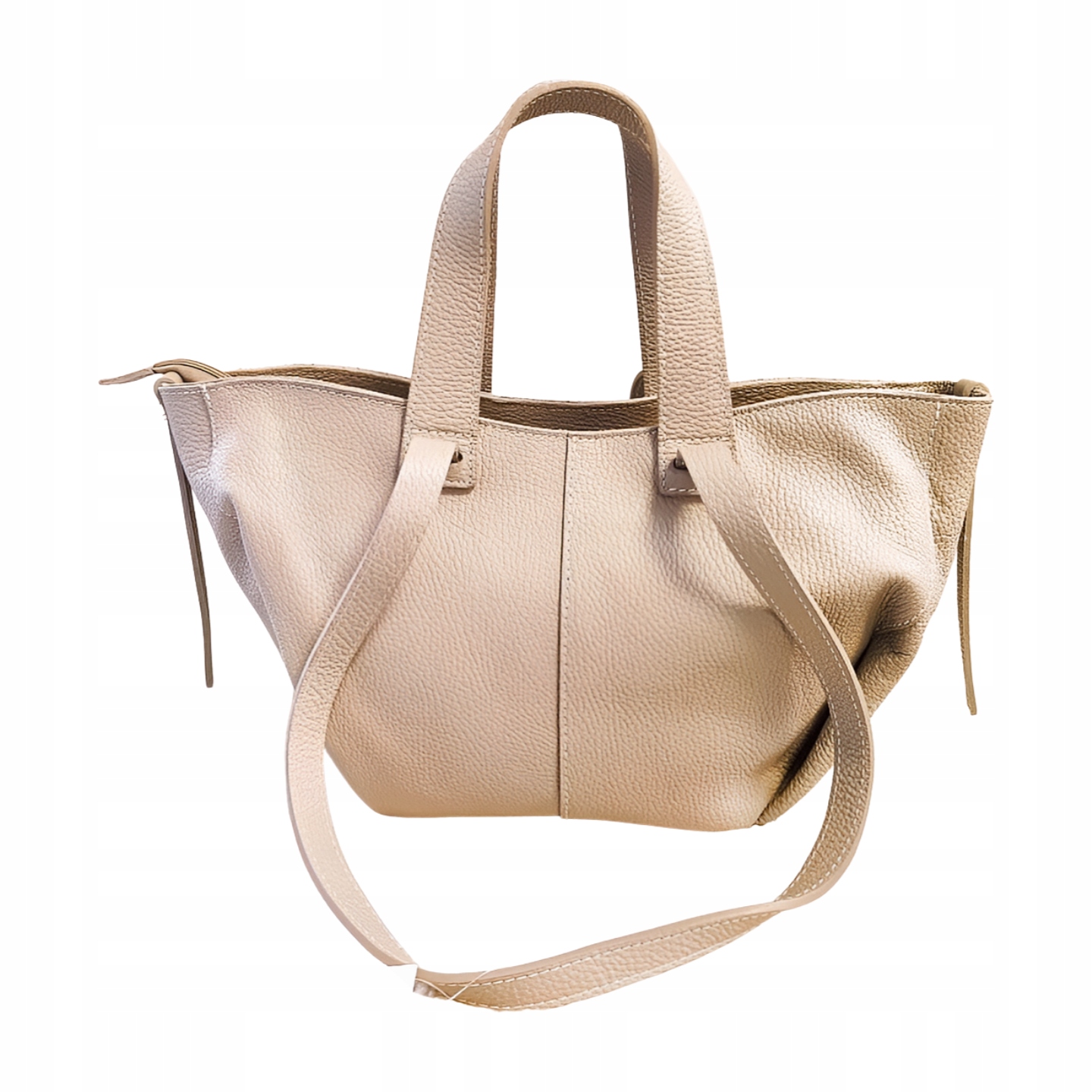Laura Biaggi taška mini shopper kožená béžová