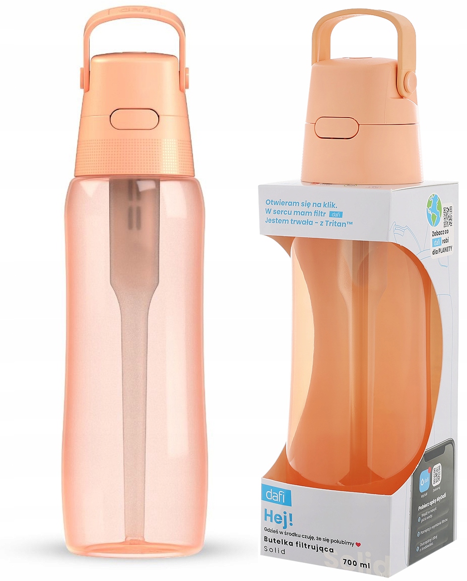 Butelka filtrująca Dafi SOLID 0,7 l peach fuzz barwiona z filtrem