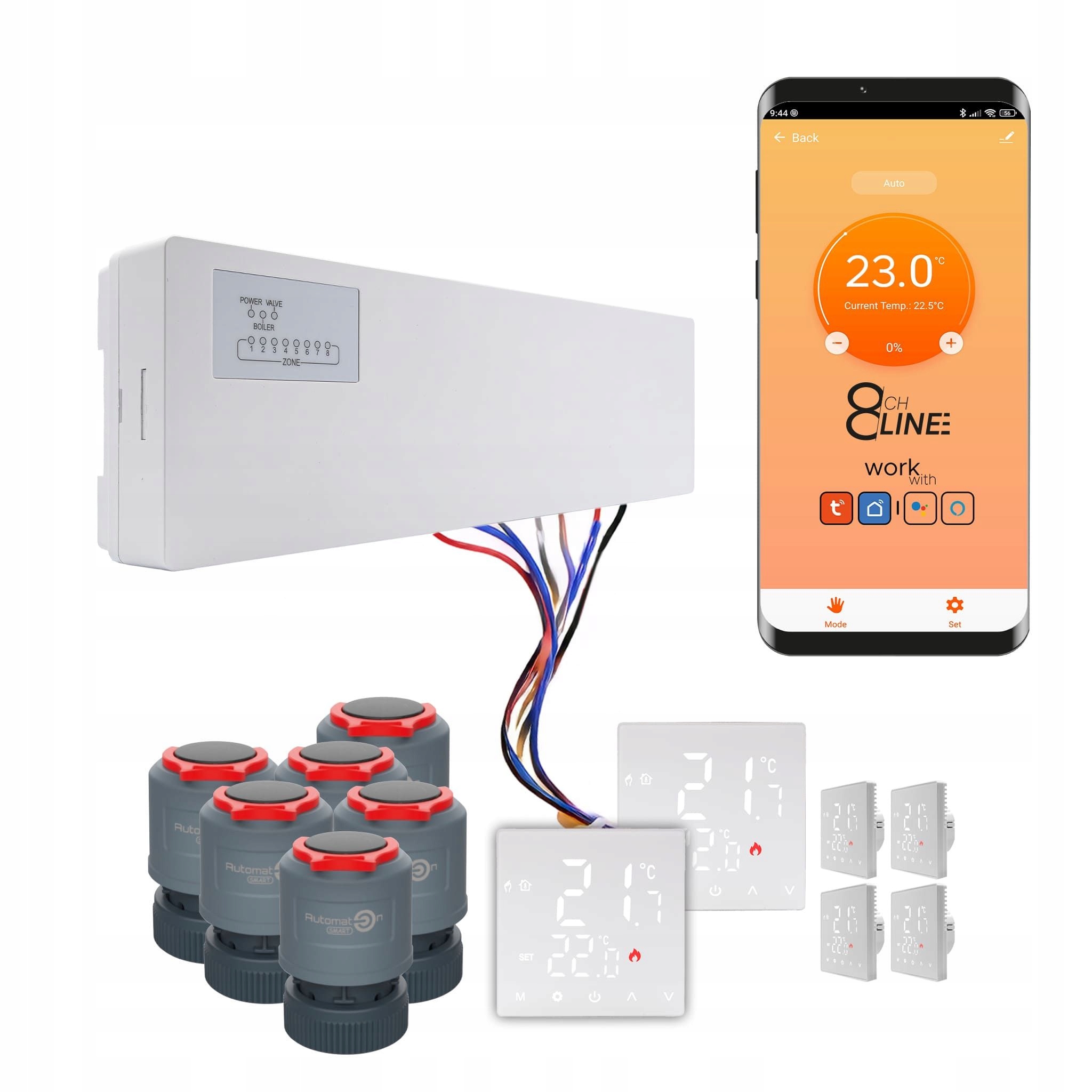 Súprava rozvodov na vykurovanie Line 6 izieb termostaty Std Zigbee biela