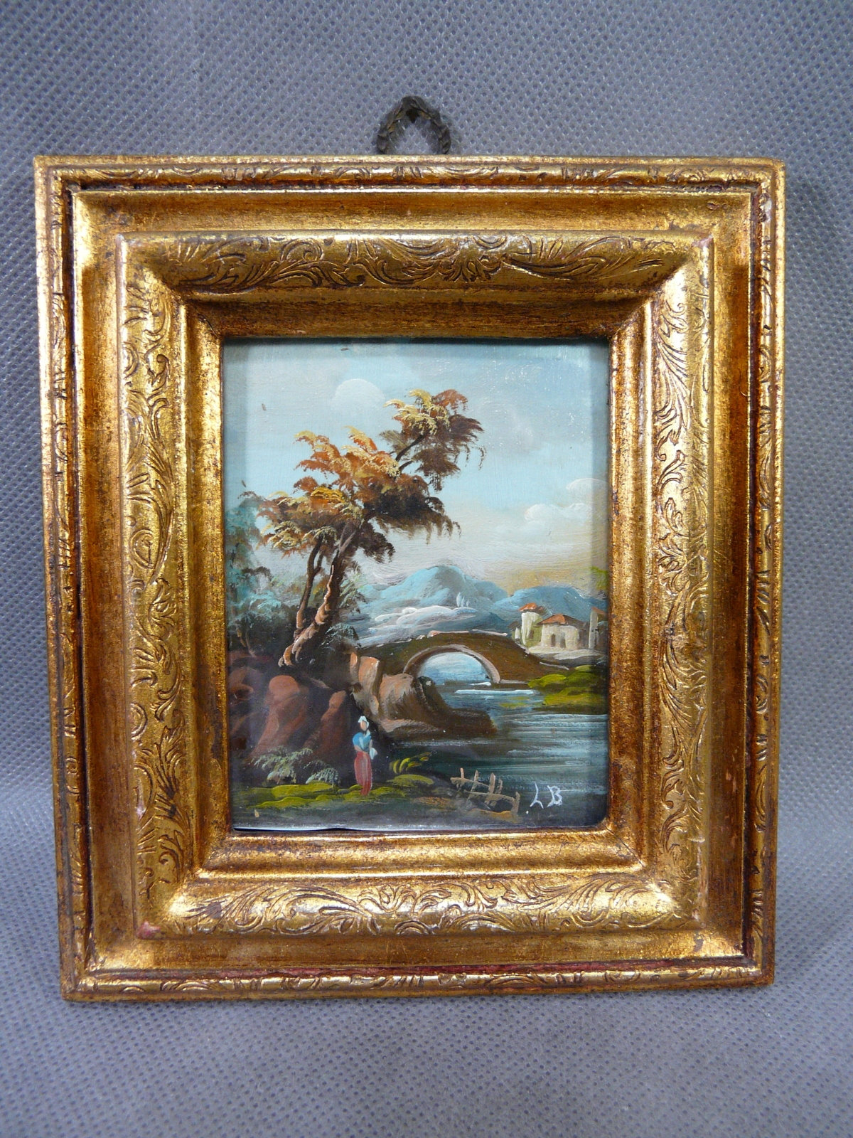 OBRAZ, MINIATURA OLEJNA W RAMIE