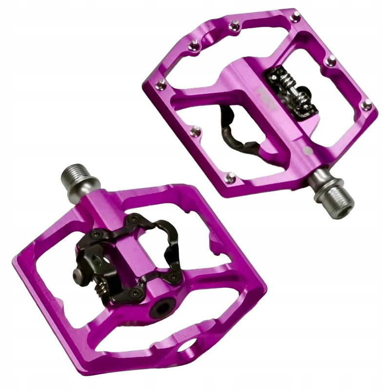 Pedały Rowerowe Dwustronne Platformowe Spd Duże Aluminiowe Z Blokami Lekkie