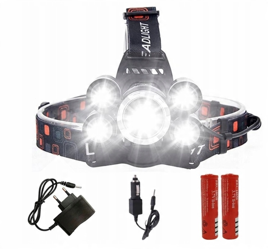 

Latarka Czołowa Cree 5 x Led Lampka Czołówka