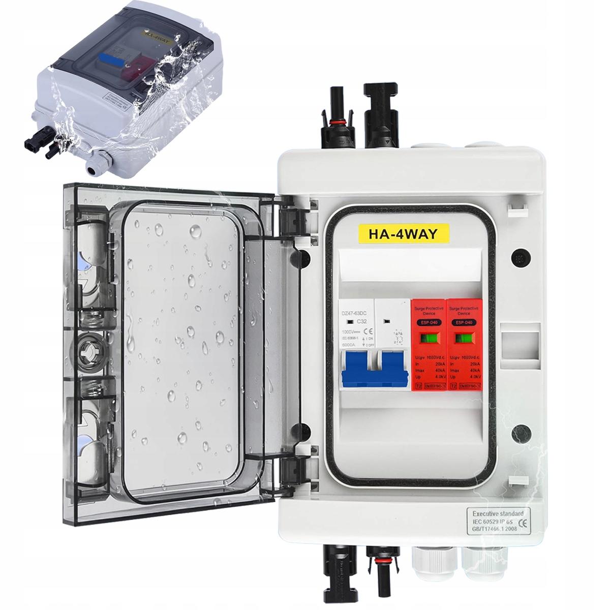 Zabezpieczenie DC instalacji fotowoltaicznej Pv 1000V 1 String 4-modułowy