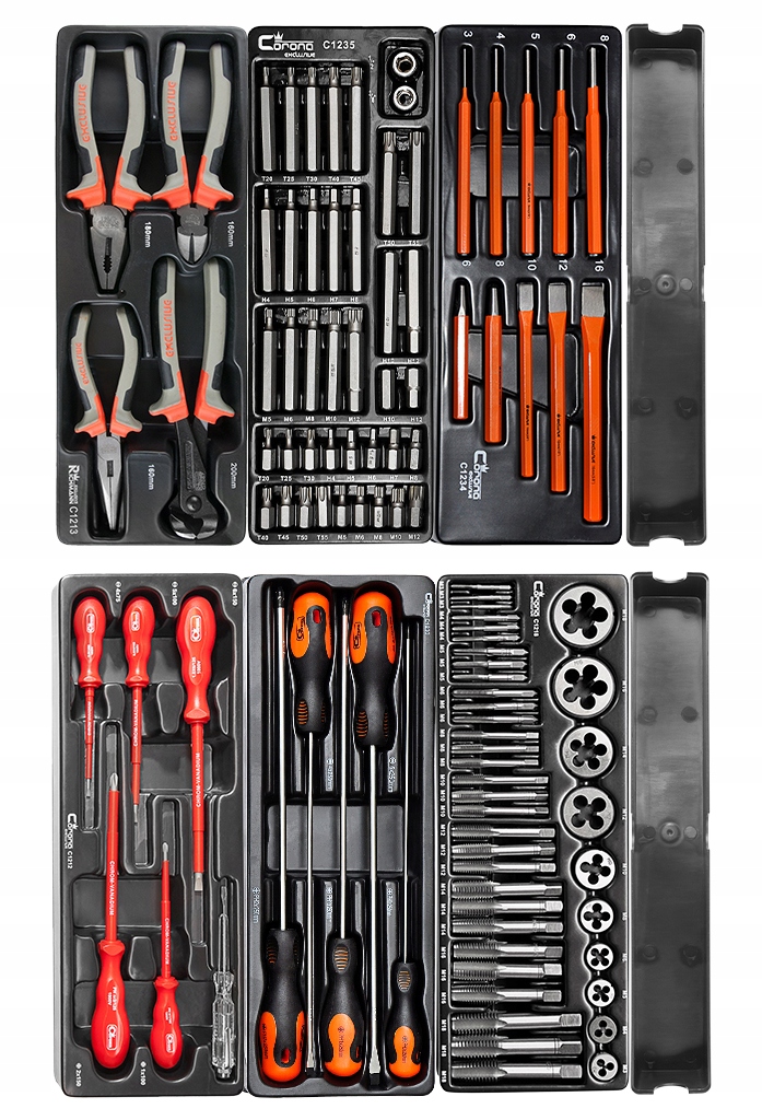 Dwa wózki narzędziowe szafka wyposażenie 736 elementów 7 szuflad Richmann Maksymalne obciążenie 150 kg