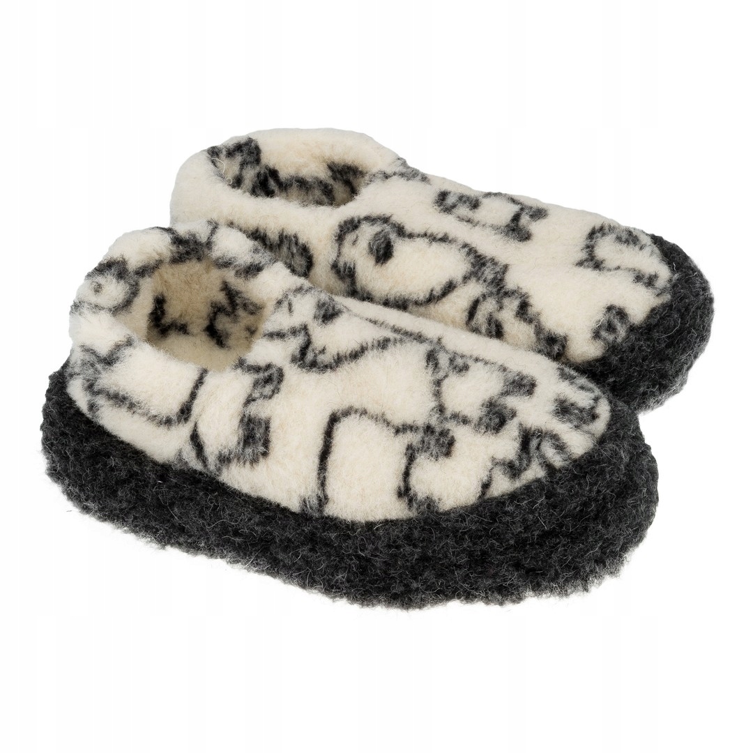 PANTOFLE 100% WEŁNIANE NISKIE Z PIĘTĄ, MERYNOS, 39-40