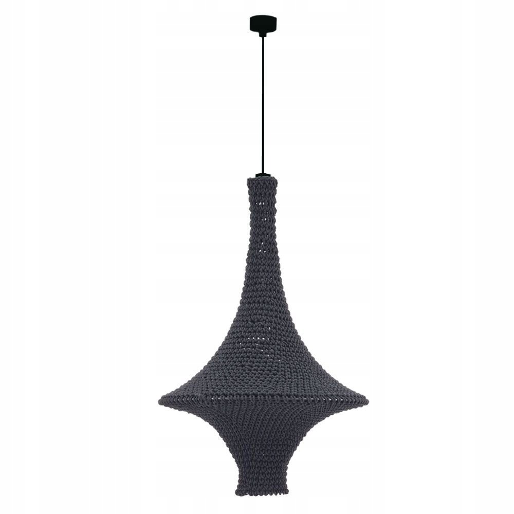 Háčkovaná černá závěsná lampa z bavlny Alda L 5113 Antigo