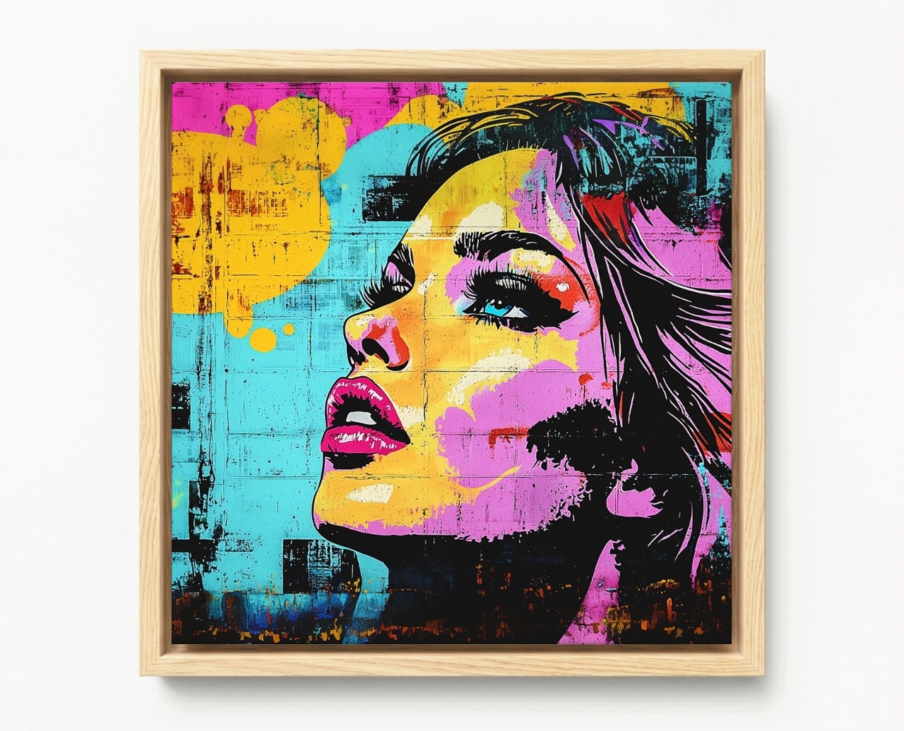 Obraz Rám Americký Box Cihlová Zeď Graffiti Street Art Žena 60x60