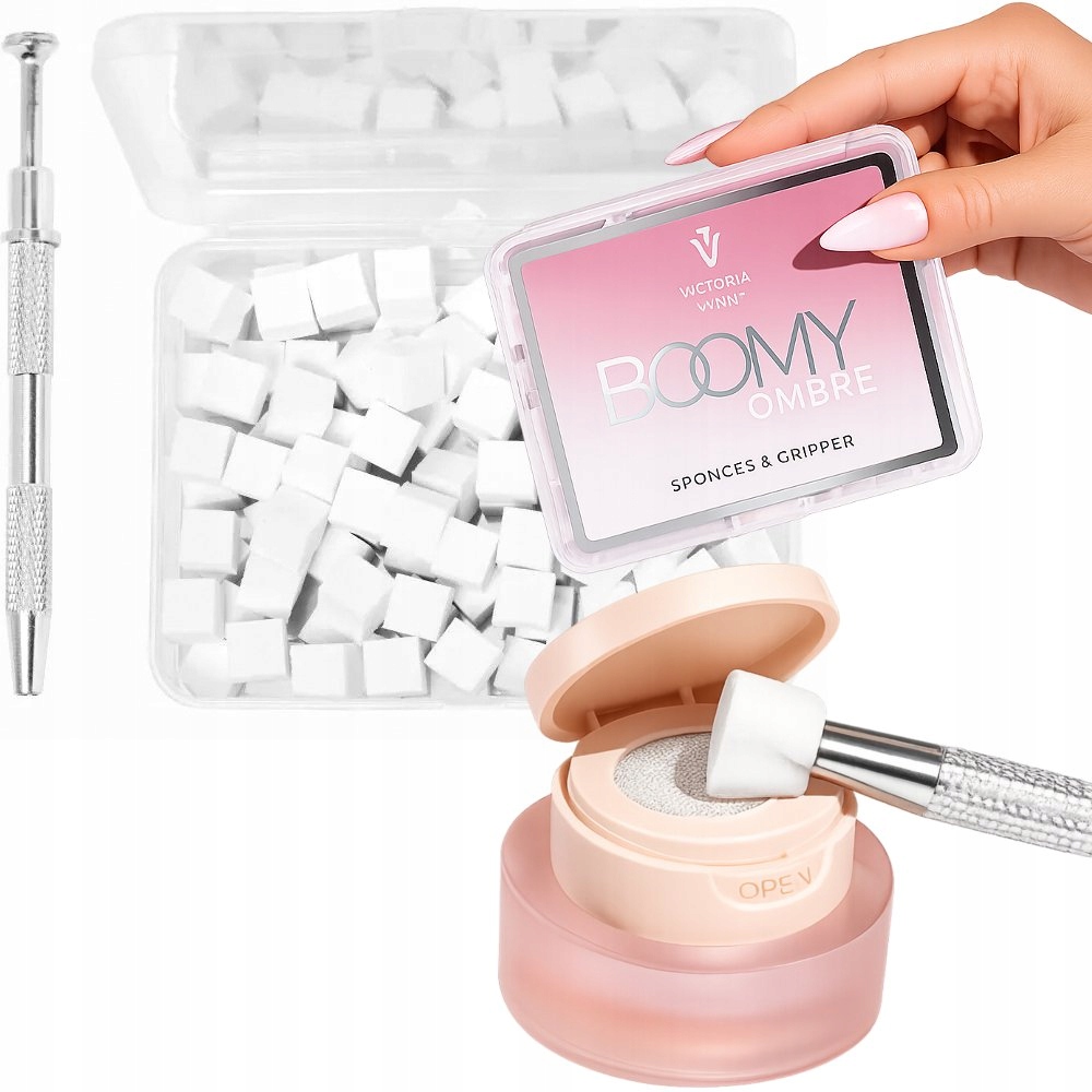 Boomy Ombre Set Zestaw Do Babyboomer Biały Żel Gąbki Chwytak