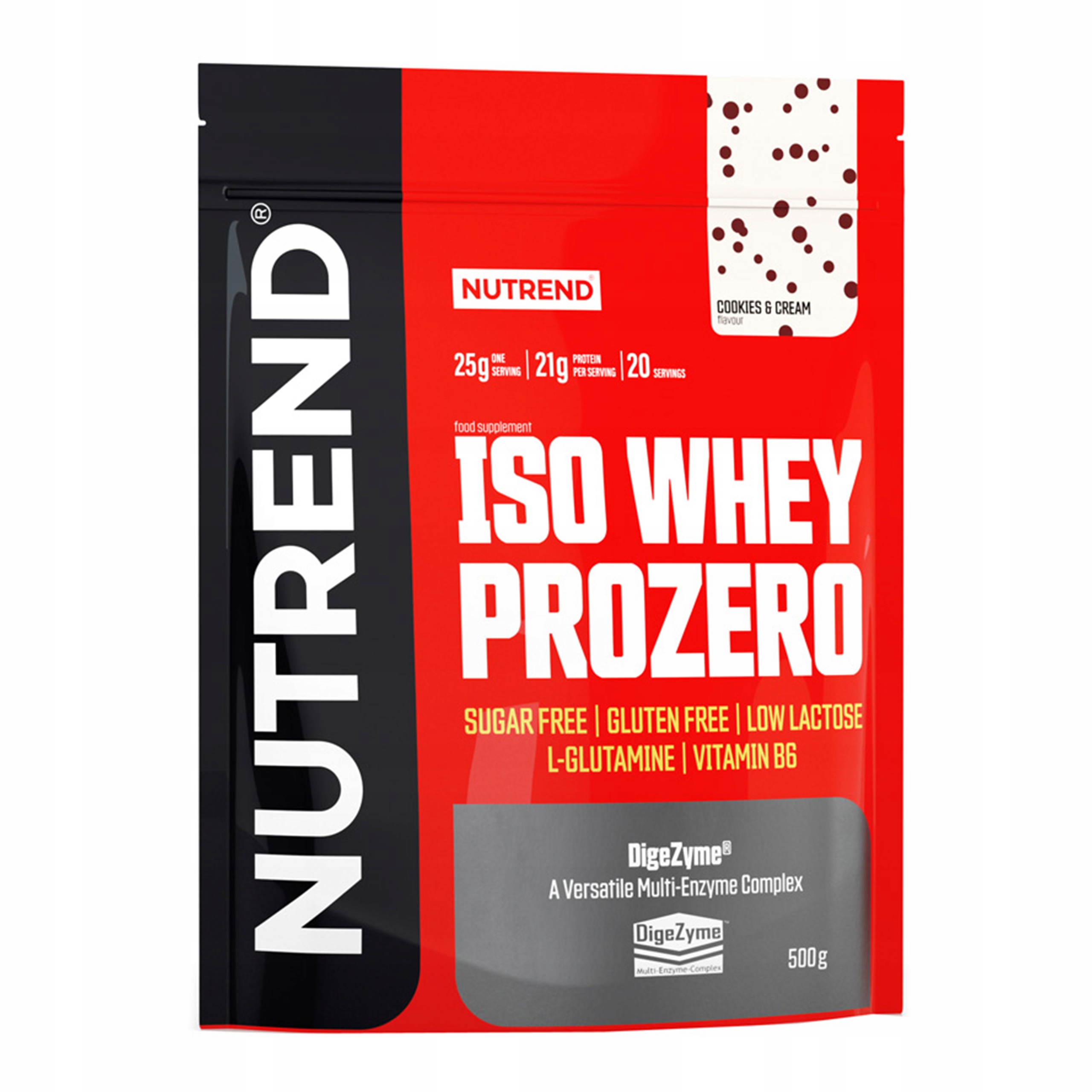 Proteinový Izolát Nutrend Iso Whey Prozero 500 g Wpi Cookies Cream prášek