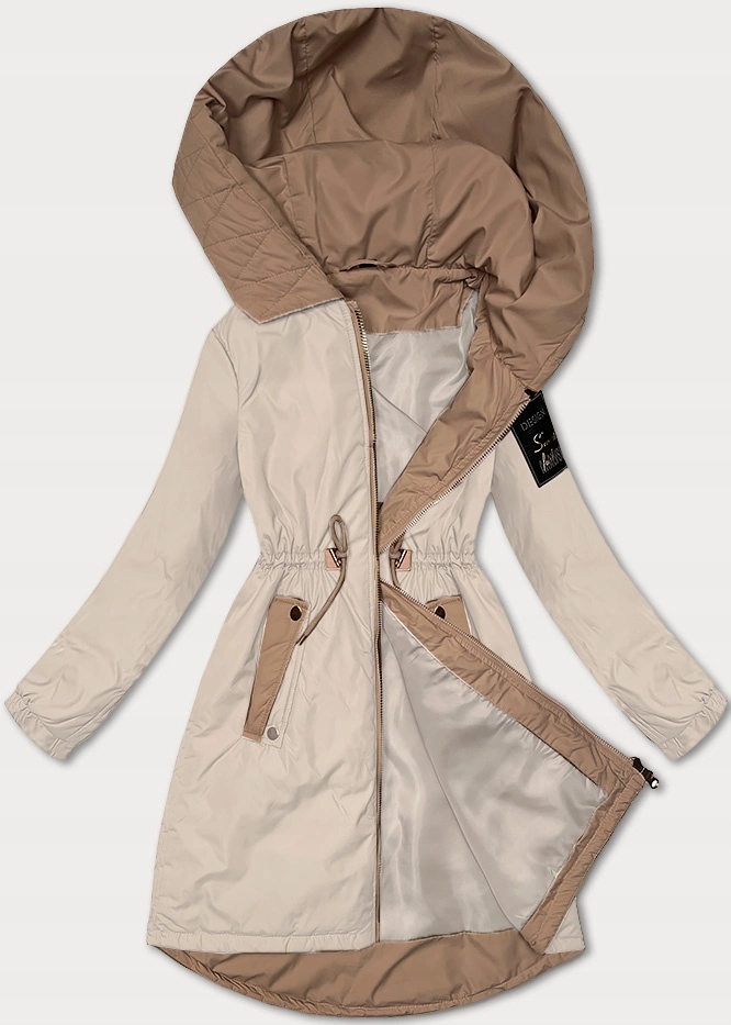 Tenká Bunda Kapuce B8352 Světle Béžová XXL (44)