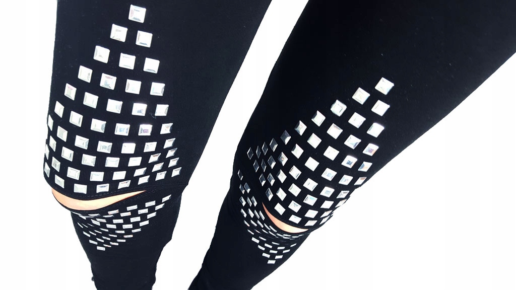 

Spodnie Legginsy Rurki Ćwieki Ripped Getry Dziury