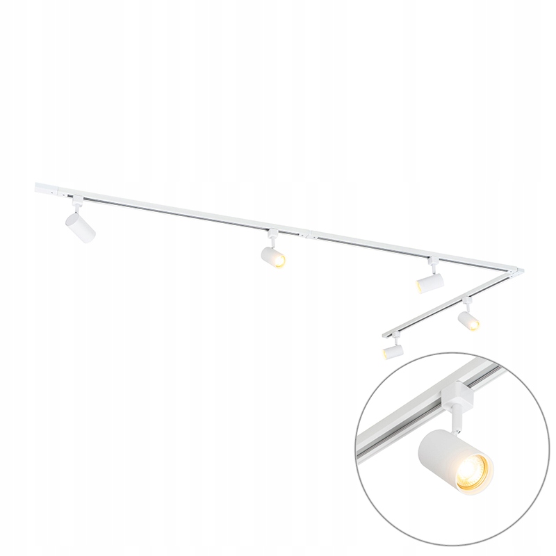 Qazqa Moderný 1-fázový koľajnicový systém 5 spotov, biely Jeana