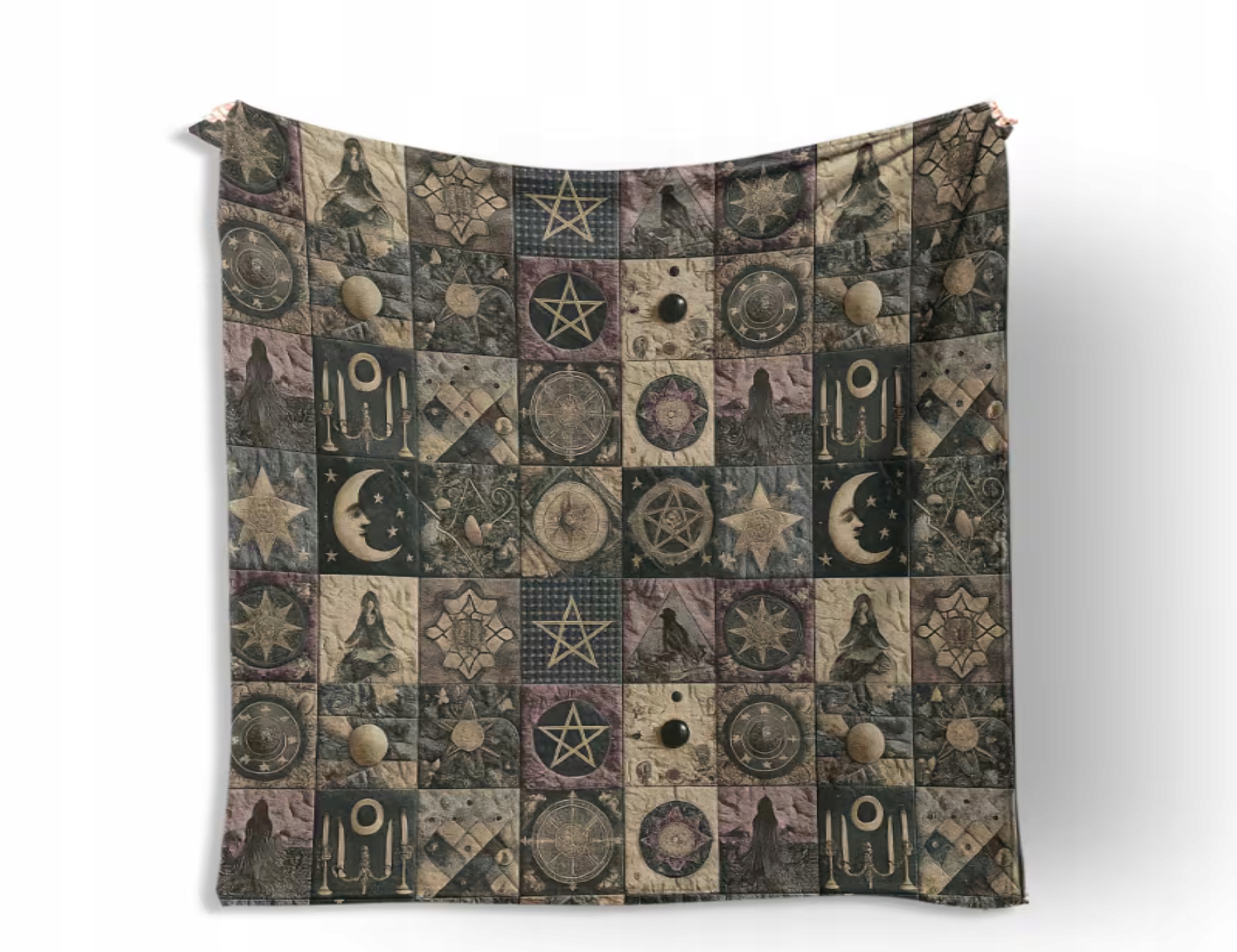 Deka Pentagram čarodějnice Wednesday Goth jako patchwork Gotika 150 x 200 cm