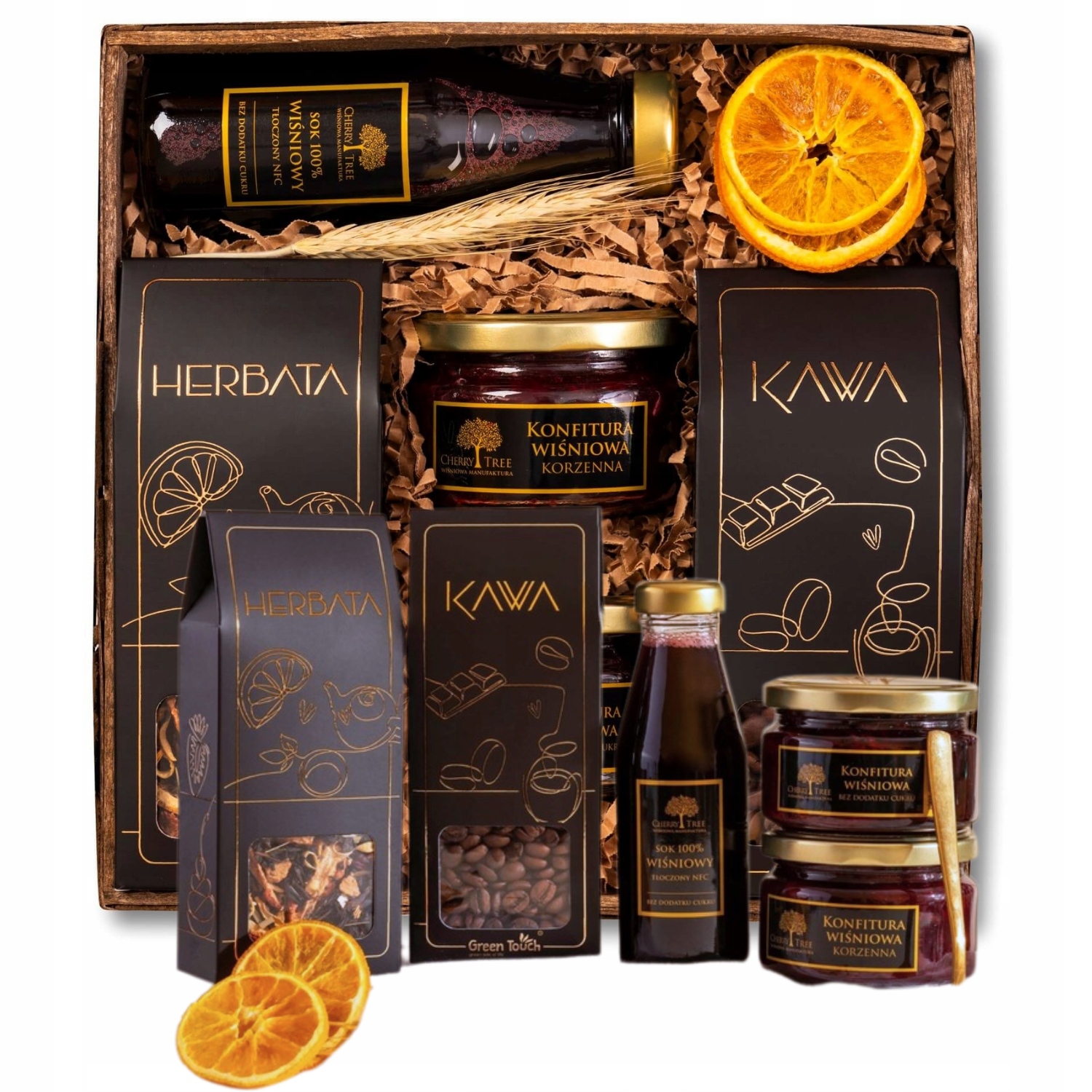 Levně Dárkový Koš Set Čaj Káva Džemy Třešňový Dárek Na Velikonoce