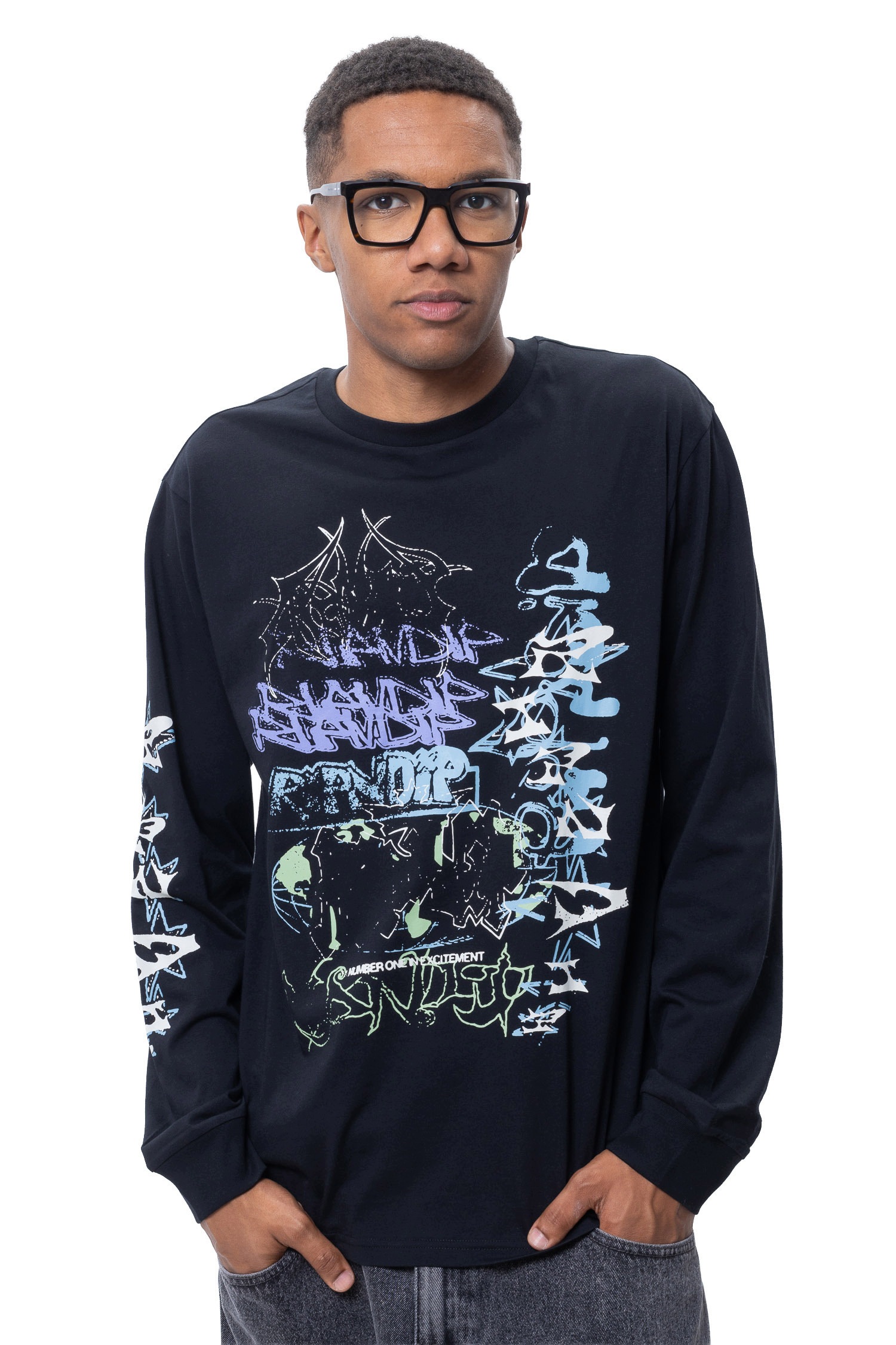 Tričko s dlouhým rukávem Ripndip World Wide Madness, velikost L, černé