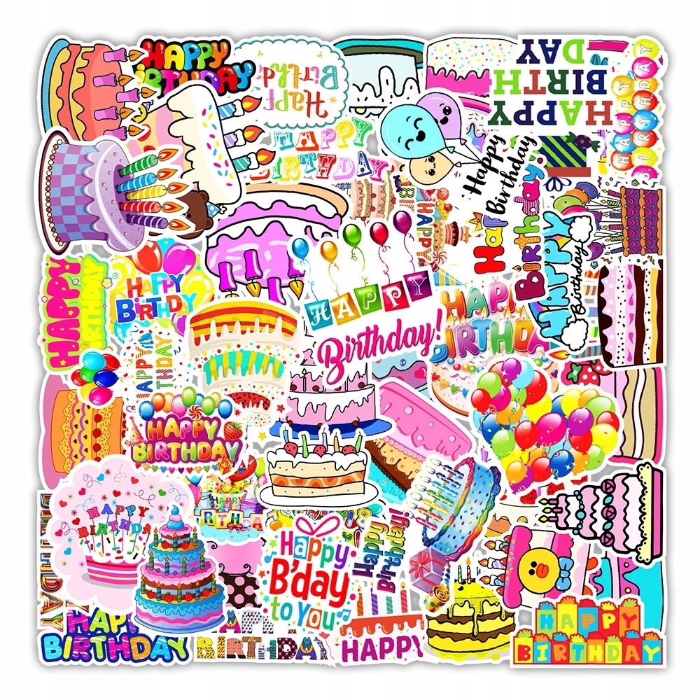 

Naklejki Wlepy Stickers Bomb MIX Happy Birthday