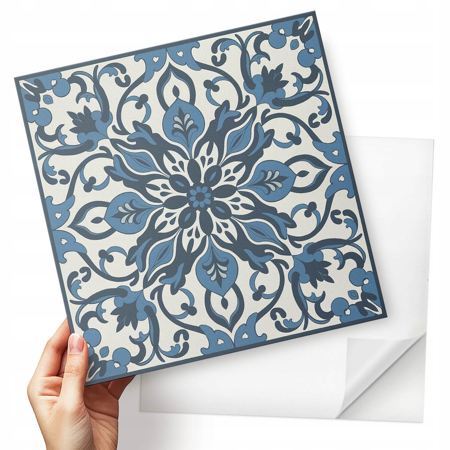 Vinylové dlaždice s grafikou do koupelny Motiv květin a listů 9x30x30 cm