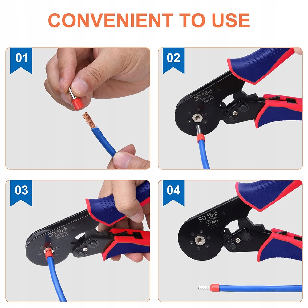 PRASKA ZACISKARKA DO TULEJEK Narzędzie do zaciskania 0.08-16mm²+ 1200 szt. Kod producenta LMH