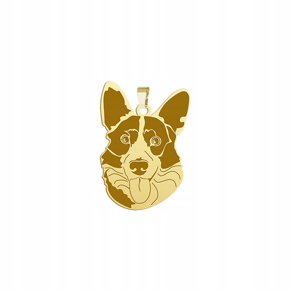 Zlatý přívěsek s psem Welsh Corgi Cardigan 925 Šperky Gravírování Bonus