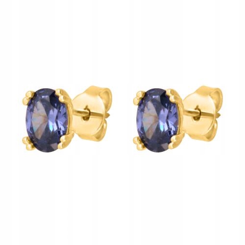 Zlaté 585 dámské náušnice s tyčinkami a fialovým kamenem v tlapkách 1.95 g