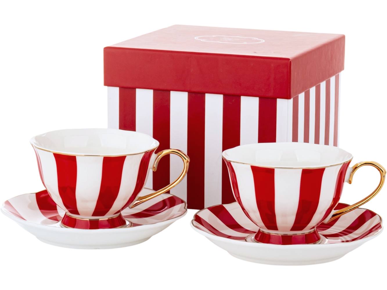 Šálek keramické šálky červeno bílo zlatý kpl. 2 ks 173402