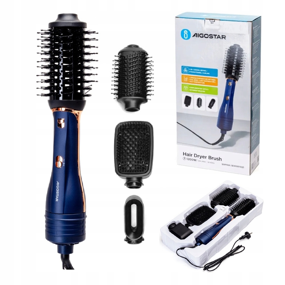 Lokówko-suszarka do włosów obrotowa Aigostar 3w1 1200W Stylizacja