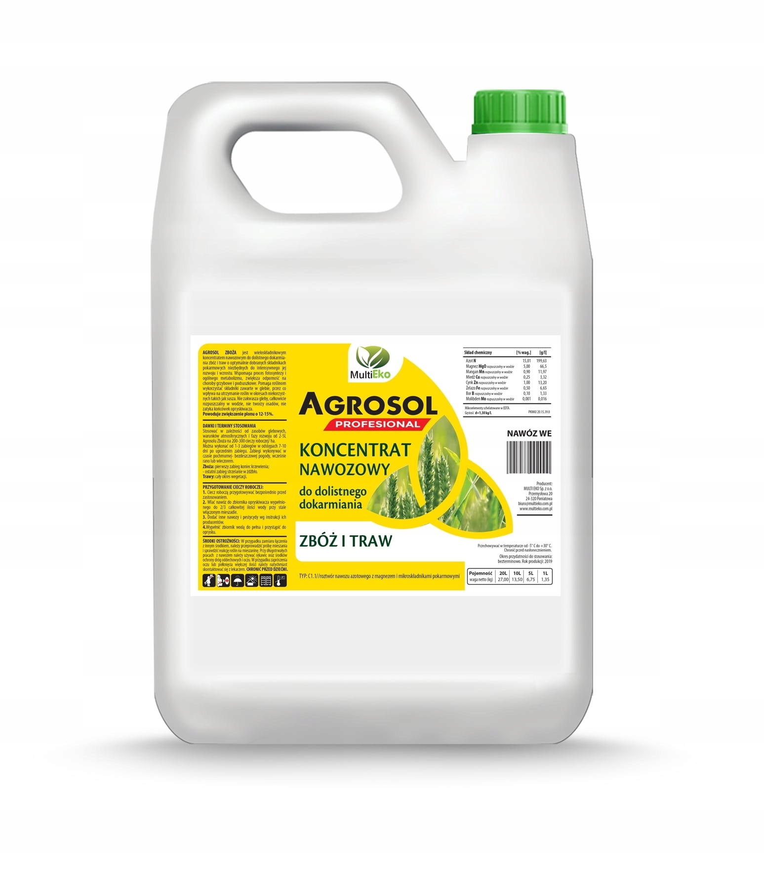 

Koncentrat Nawóz dolistny Agrosol Zboże zboża 20 L