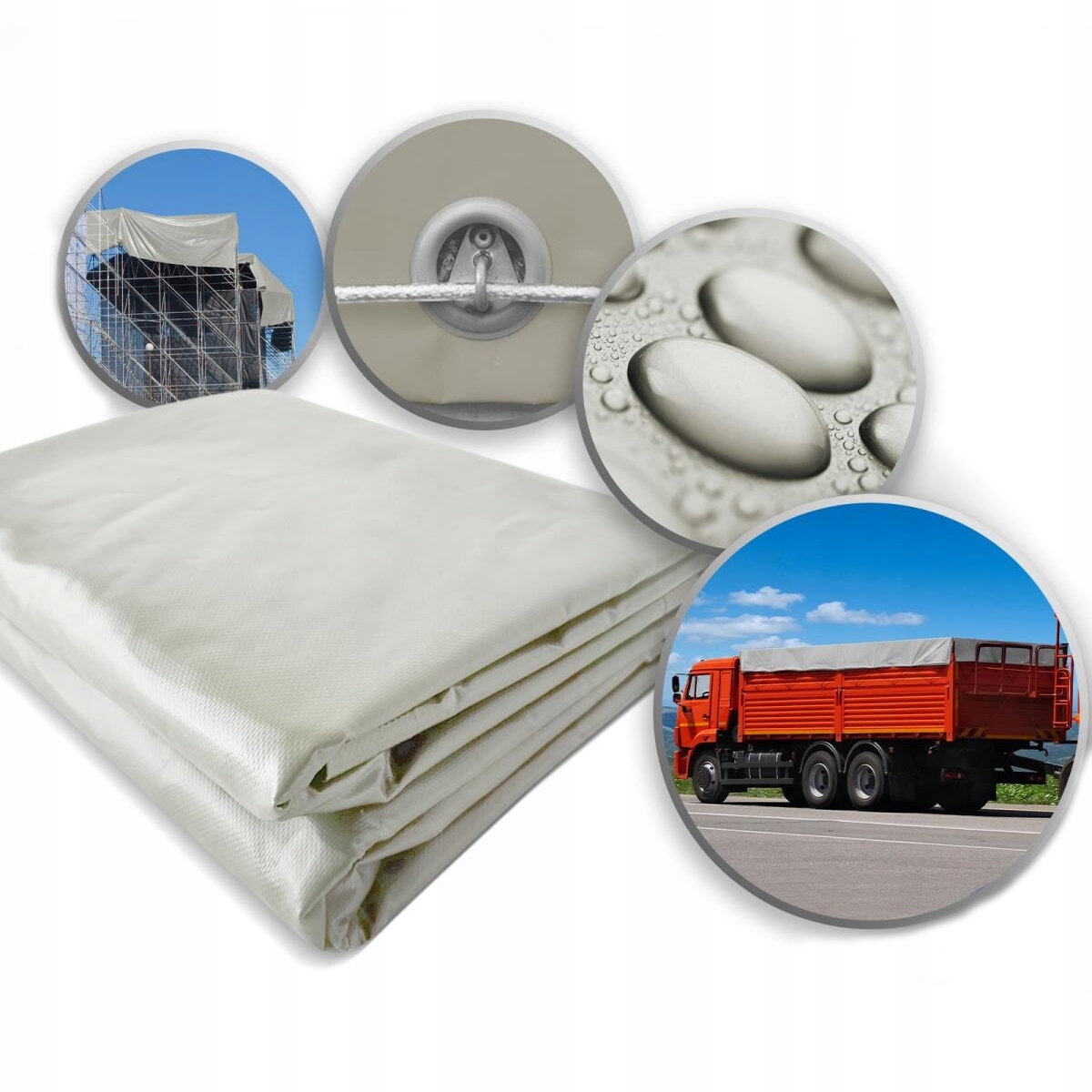 SZARA PLANDEKA 4x8 M 650G/M2 PRZEMYSŁOWA OCHRONNA Z OCZKAMI OKRYCIOWA Producent inny