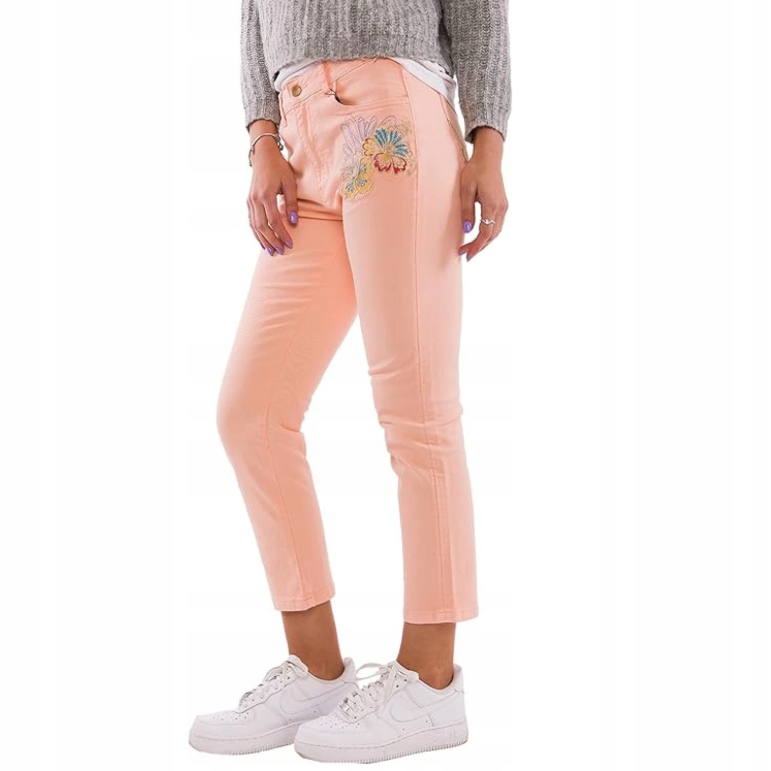 Dámské džínové skinny kalhoty Desigual s vysokým pasem, korálové, velikost W26