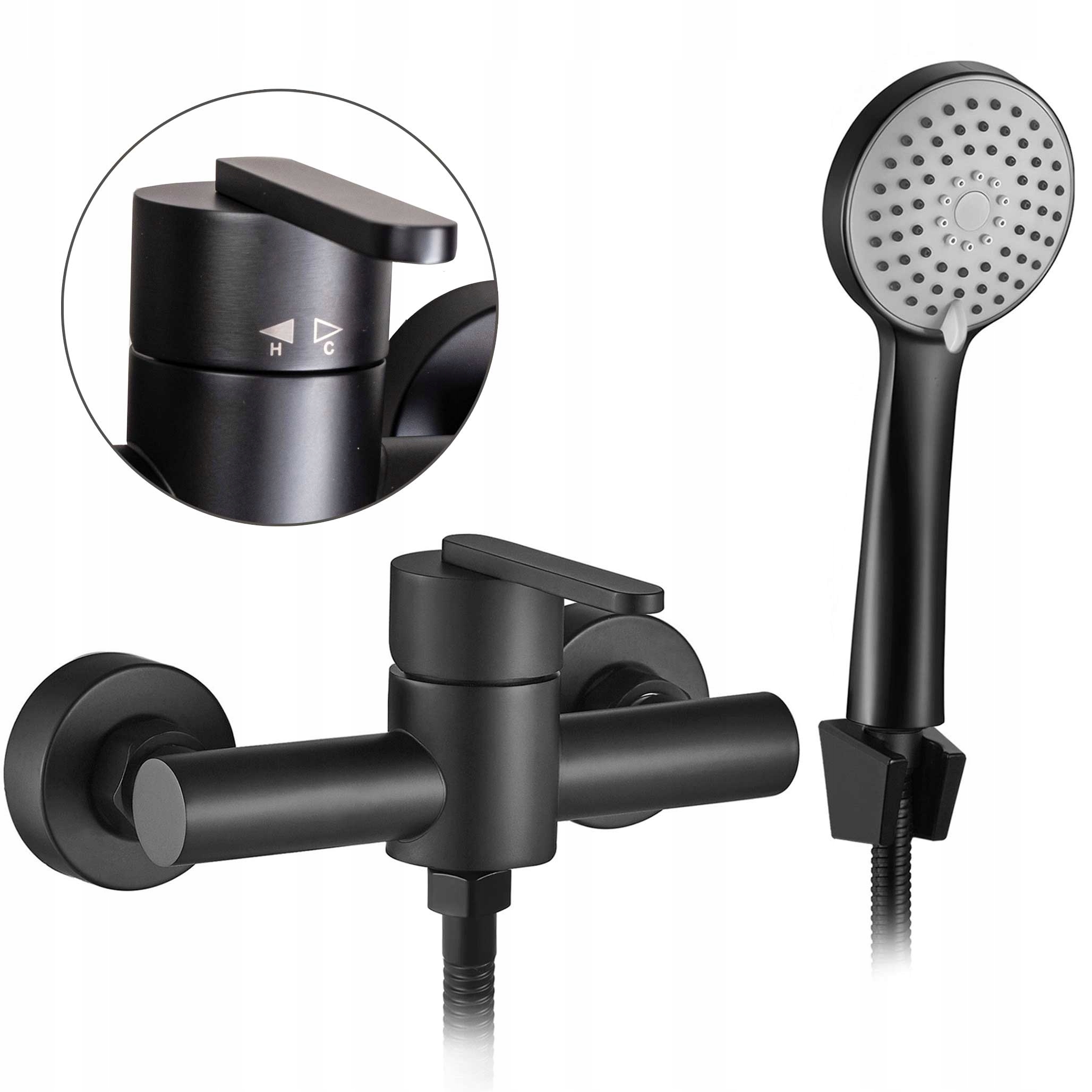 Sprchová baterie Černá s hlavicí Rea Ontario na omítku Mat