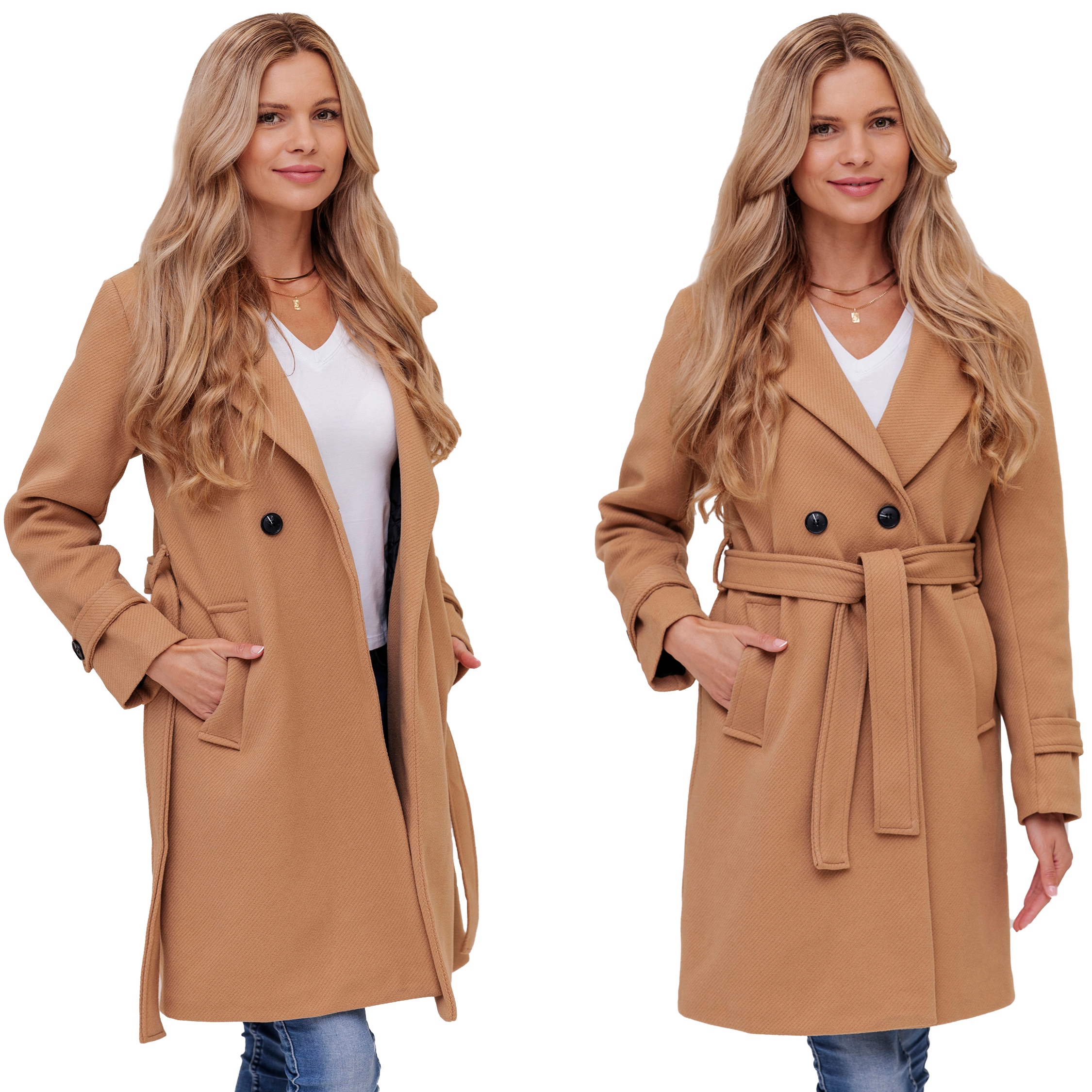 Žebrovaný Kabát S Jarním Zimním Přechodovým Páskem, Dámský