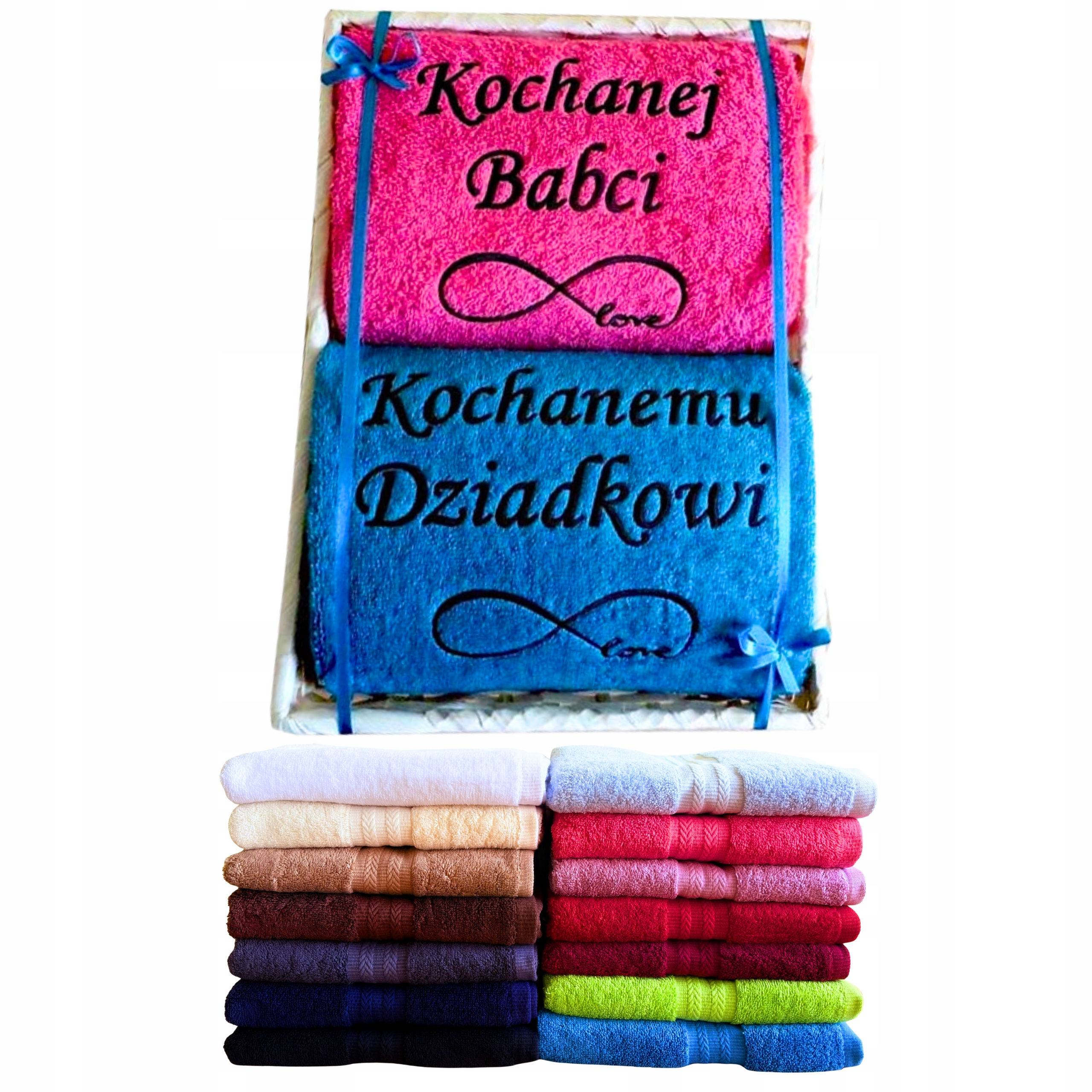 Ručníky pro babičku a dědečka dárek Den prarodičů od vnučky vnuka s výšivkou