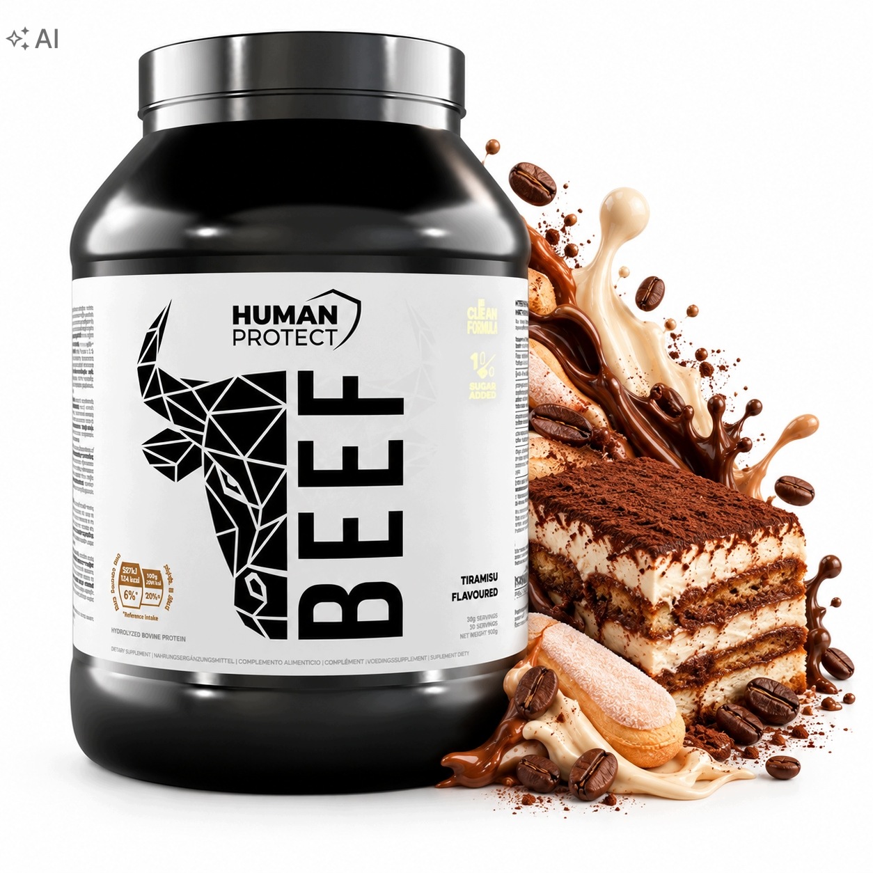 Human Protect Beef Protein Hovězí protein 900 g Tiramisu