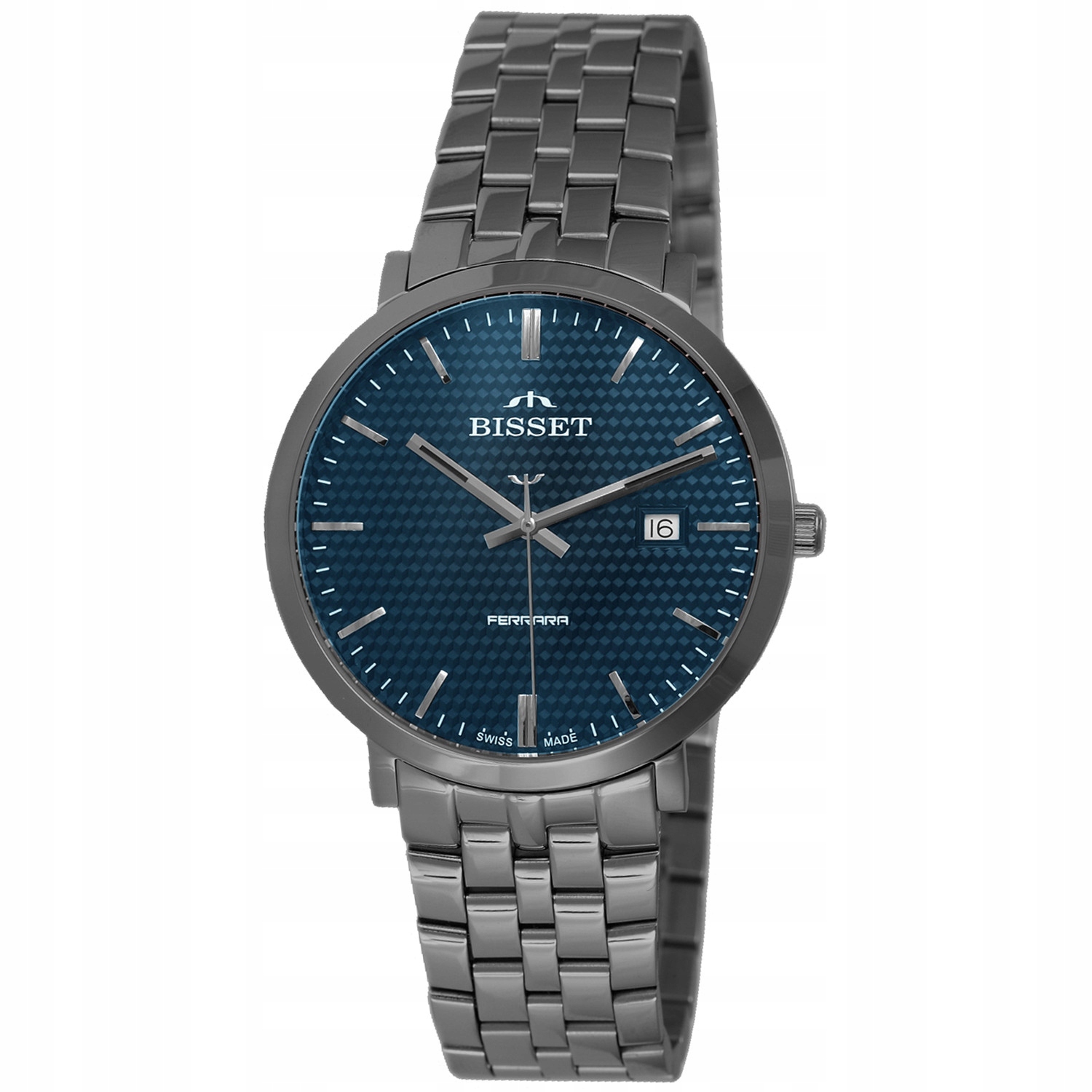 Švýcarské nové Pánské hodinky Bisset BIS187 na náramku Gravírování